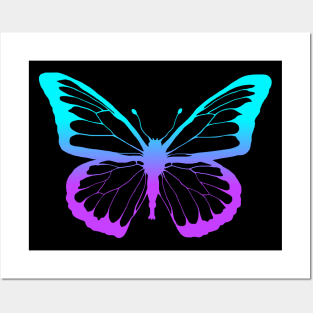 Purple Blue Butterfly Lines Posters and Art